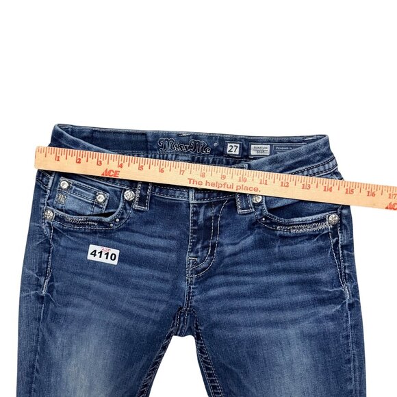 Miss Me Womens Low Rise Bootcut Distressed Blue Denim Jeans Size 27 - Picture 3 of 10